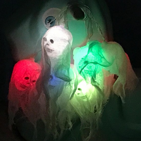 2.5M Battery Powered 10 LED Skull String Light Decoration Lamp for Halloween Ghost Party Decor