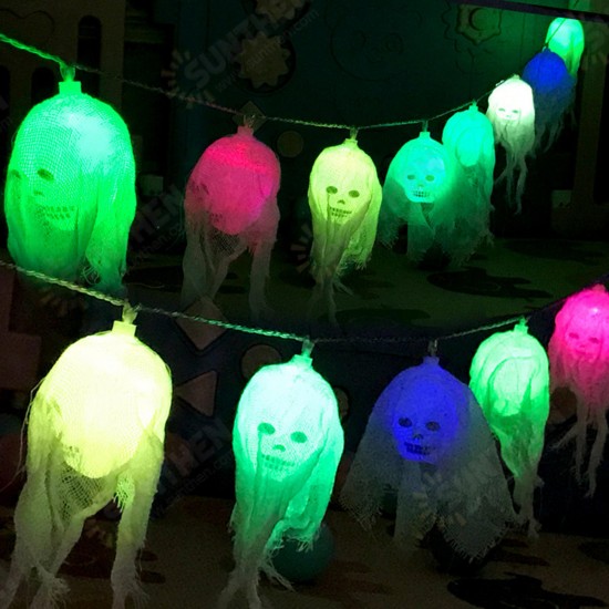 2.5M Battery Powered 10 LED Skull String Light Decoration Lamp for Halloween Ghost Party Decor