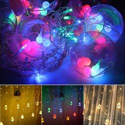 2.5M Warm White Colorful LED Curtain Fairy Christmas String Light Ball Bulb Home Wedding Party Holiday Decor EU Plug 2.5M Warm White Colorful LED Curtain Fairy Christmas String Light Ball Bulb Home Wedding Party Holiday Decor EU Plug