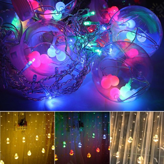 2.5M Warm White Colorful LED Curtain Fairy Christmas String Light Ball Bulb Home Wedding Party Holiday Decor EU Plug