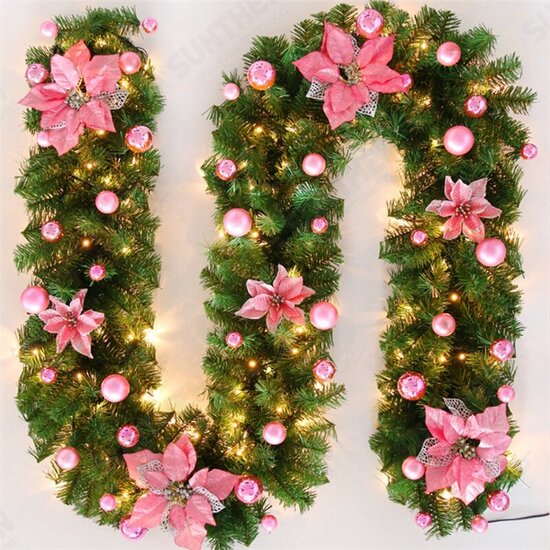 2.7M LED Christmas Rattan Garland Decorative Light Green Christmas Garland Artificial Xmas Tree Rattan Decoration Wreath