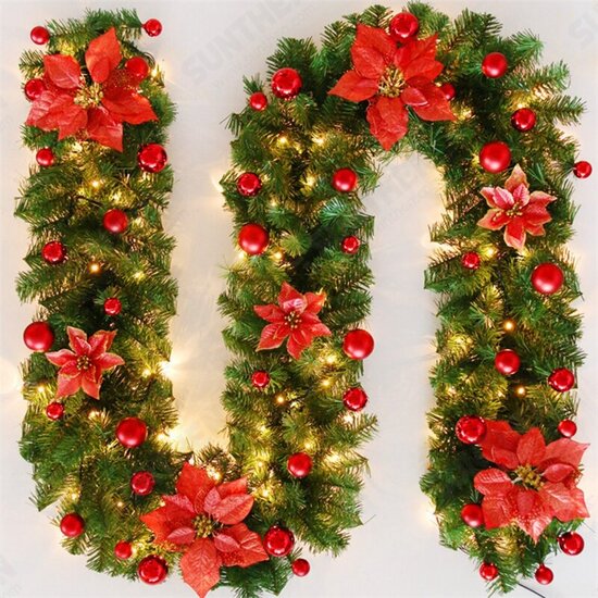 2.7M LED Christmas Rattan Garland Decorative Light Green Christmas Garland Artificial Xmas Tree Rattan Decoration Wreath