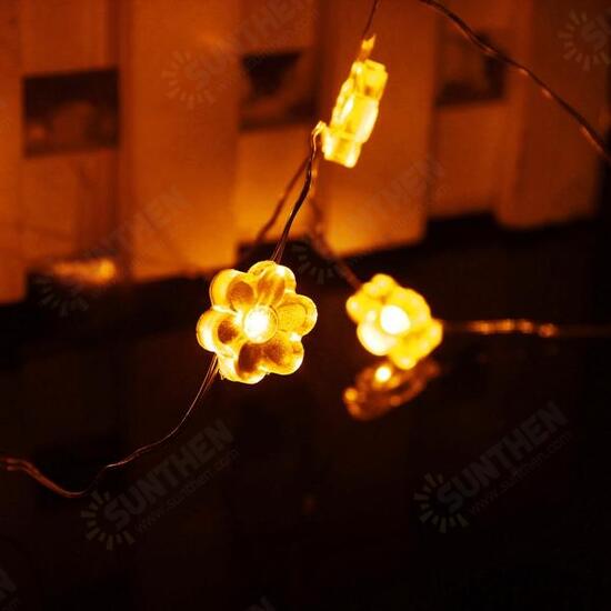 2M 18 LED Hex Apetalous Flower Battery Operated Xmas String Fairy Lights Party Wedding Decor