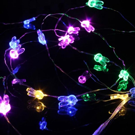 2M 20 LED Rabbit Head Battery Operated Xmas String Fairy Lights Party Wedding Christmas Decor