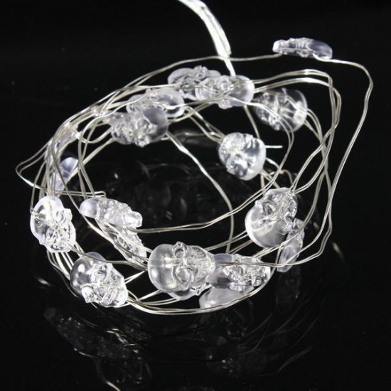 2M 20 LED Skull Style Battery Operated Xmas String Fairy Lights Party Wedding Christmas Decor