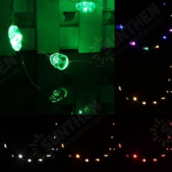 2M 20 LED Skull Style Battery Operated Xmas String Fairy Lights Party Wedding Christmas Decor