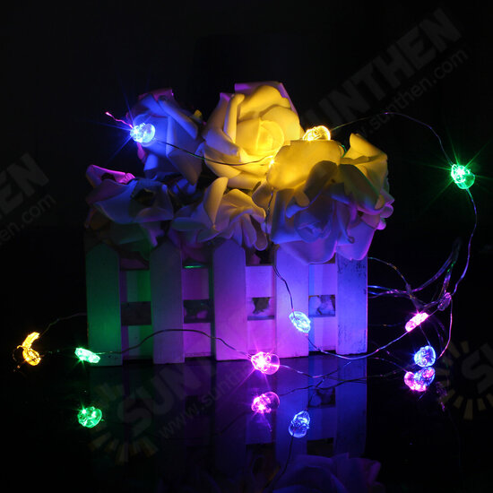 2M 20 LED Skull Style Battery Operated Xmas String Fairy Lights Party Wedding Christmas Decor