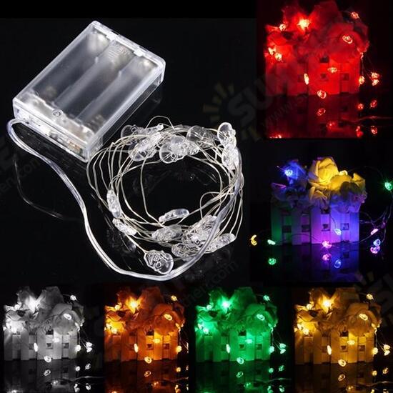 2M 20 LED Skull Style Battery Operated Xmas String Fairy Lights Party Wedding Christmas Decor