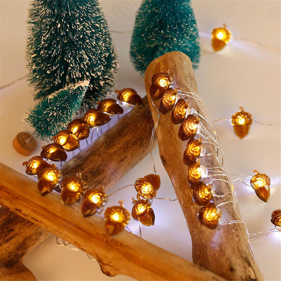 2M 3M 4M Acorn Pine Cones LED String Light Fairy Lamp with Remote Control Patio Yard Garden Christmas Decor