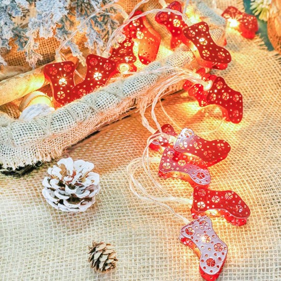 2M 3M Battery Operated Warm White Christmas Sock LED String Light for Holiday Garland Wedding Party