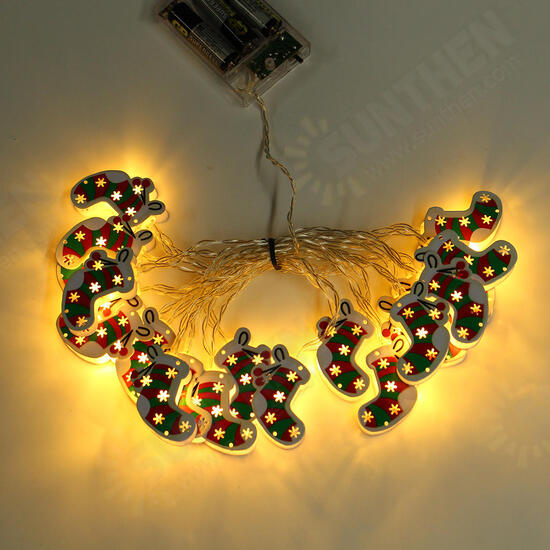 2M 3M Christmas Socks/Crutches Battery Powered LED Decorative Tree String Light for Festival Party