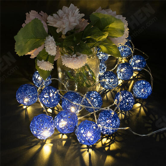 2M Battery Powered Sepak Takraw Warm White 20LED Fairy String Light Christmas Party Holiday Decor