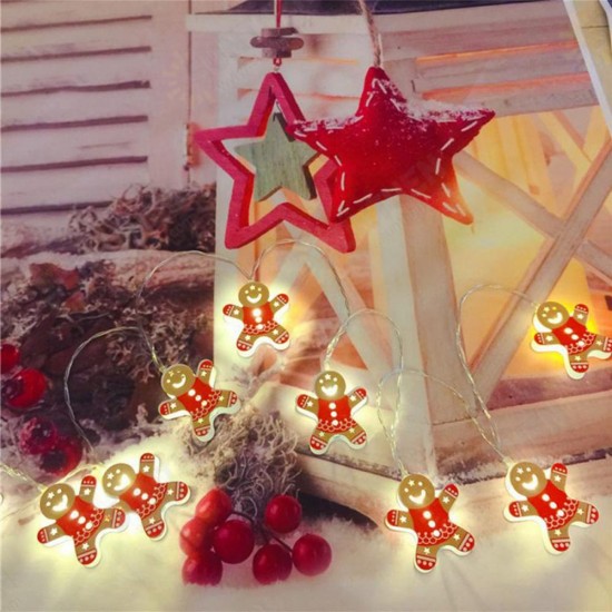 2M Battery Supply Red Snowman Shape Christmas Tree Party Holiday 10 LED String Light Indoor Lamp