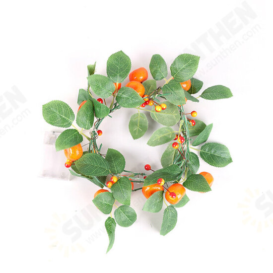 2M LED Light String Artificial Orange Rattan Sunflower Green Vines Battery Powered Copper Wire Lamp Ins Room Decoration