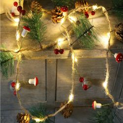 2M Mushroom Pine Needle Pine Cone Copper Wire Christmas LED String Battery Powered Thanksgiving Wedding Party Xmas Bells Decoration 2M Mushroom Pine Needle Pine Cone Copper Wire Christmas LED String Battery Powered Thanksgiving Wedding Party Xmas Bells Decoration