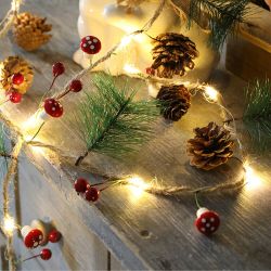 2M Mushroom Pine Needle Pine Cone Copper Wire Christmas LED String Battery Powered Thanksgiving Wedding Party Xmas Bells Decoration 2M Mushroom Pine Needle Pine Cone Copper Wire Christmas LED String Battery Powered Thanksgiving Wedding Party Xmas Bells Decoration