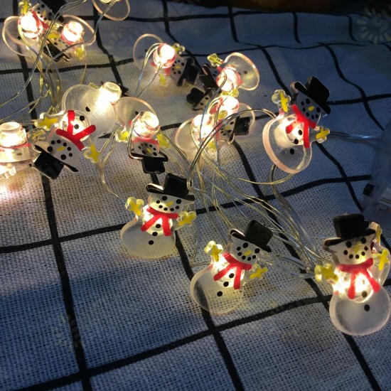 2m 20LED Black Hat Snowman Pattern Battery Powered Copper Wire String Light for Christmas Holidays Party Home Decor