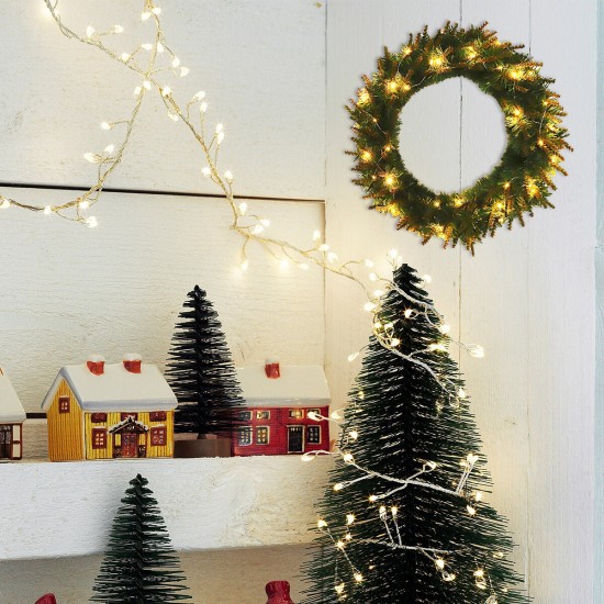 30/50CM LED Light Green Wreath Door Wall Hanging Christmas Wedding Home DIY Decor