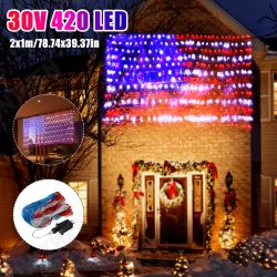 30V 420LEDs American Flag Net Lamp Outdoor Waterproof String Light Yard Home Holiday Decoration US Plug 30V 420LEDs American Flag Net Lamp Outdoor Waterproof String Light Yard Home Holiday Decoration US Plug