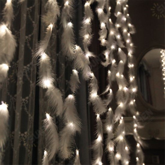 3*2M 3*3M Feather Copper Wire 8 Modes LED Curtain String Light USB Lamp for Room Party Decoration