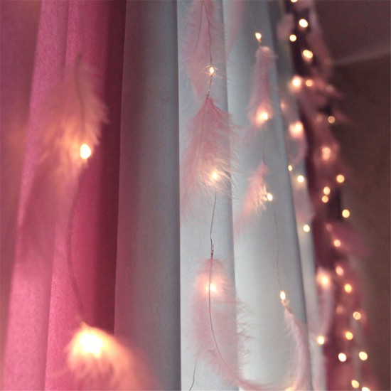 3*2M 3*3M Feather Copper Wire 8 Modes LED Curtain String Light USB Lamp for Room Party Decoration