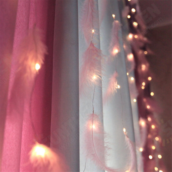 3*2M 3*3M Feather Copper Wire 8 Modes LED Curtain String Light USB Lamp for Room Party Decoration