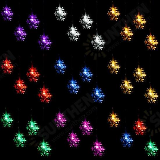 3.5M 100LED Snowflake Ice Curtain String Fairy Lights Xmas Party Wedding Decor 110V