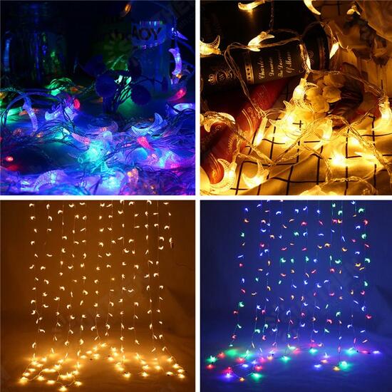 3M Battery Powered Moon Shape Warm White Colorful 20 LED String Fairy Light Holiday Decor DC3V