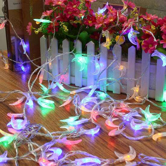 3M Battery Powered Moon Shape Warm White Colorful 20 LED String Fairy Light Holiday Decor DC3V