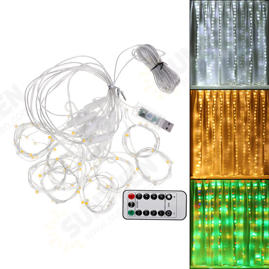 3M*1M 100LED Fairy String Curtain Window Light USB Twinkle Christmas Party Wedding Home Holiday Lamp