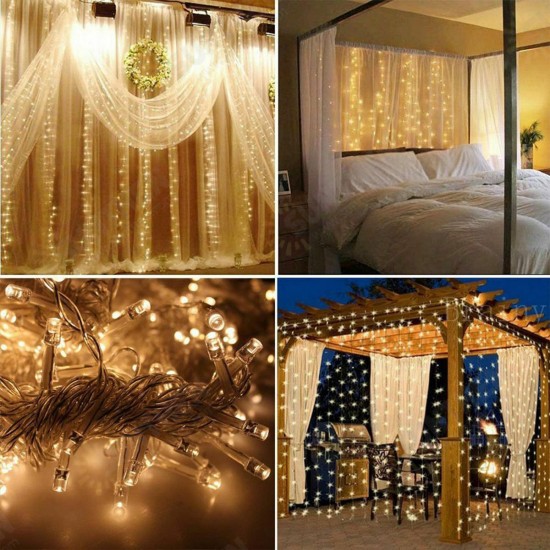 3M*1M 3M*3M USB LED Curtain Window String Light with Hook Up Icicle Garland Christmas Wedding Lamp Decor 3M*1M 3M*3M USB LED Curtain Window String Light with Hook Up Icicle Garland Christmas Wedding Lamp Decor