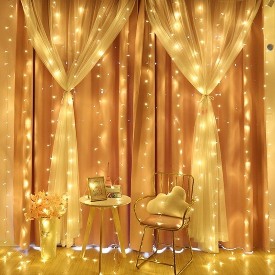 3M*1M/3M*2M USB Waterproof Sliver Wire LED String Light Curtain Tree Strip Fairy Christmas Decorations Clearance Christmas Lights