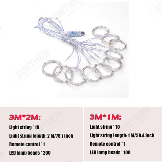 3M*1M/3M*2M USB Waterproof Sliver Wire LED String Light Curtain Tree Strip Fairy Christmas Decorations Clearance Christmas Lights 3M*1M/3M*2M USB Waterproof Sliver Wire LED String Light Curtain Tree Strip Fairy Christmas Decorations Clearance Christmas Lights