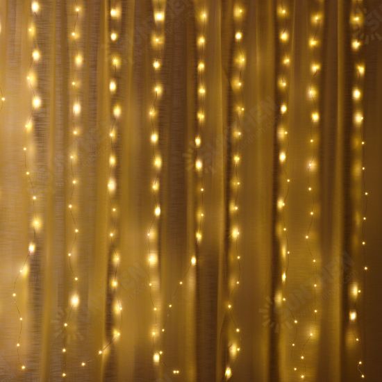 3M*2M USB 8 Modes Remote Control 200 LED Curtain String Light with 10 Hooks Festival Christmas Wedding Decor Christmas Decorations Clearance Lights