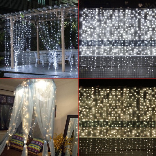 3M*3M 304 LED Window Icicle Curtain Fairy String Light Wedding Party Home Decor US Plug AC110V