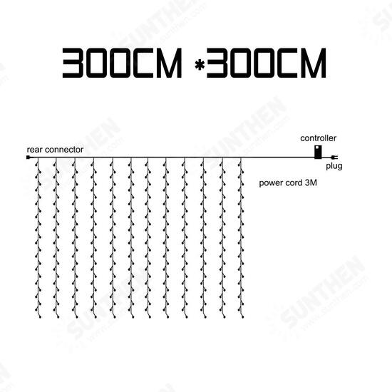 3M*3M 320 LED Waterfall Curtain String Holiday Light for Wedding Valentine's Day AC110V 3M*3M 320 LED Waterfall Curtain String Holiday Light for Wedding Valentine's Day AC110V