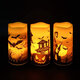 3Pcs Flameless Flickering Candles Warm Light Halloween Decor Castle Witch Bats Yellow