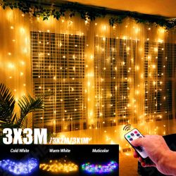 3mx1m/3mx2m/3mx3m LED Fairy Curtain String Light Remote Control 8 Modes USB Hanging Wedding Bedroom Party Home Decor 3mx1m/3mx2m/3mx3m LED Fairy Curtain String Light Remote Control 8 Modes USB Hanging Wedding Bedroom Party Home Decor