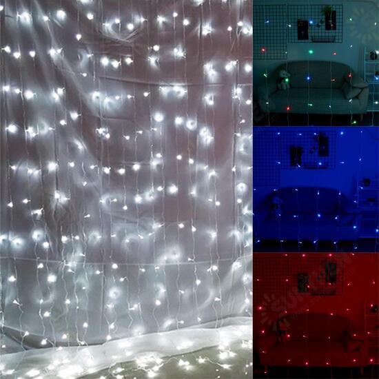 3x3M 300LED Window Curtain Icicle String Fairy Light Outdoor Wedding Party Decor EU Plug AC220V