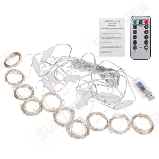 3x3M Waterproof USB 300LED Window Curtain String Light 8 Modes Outdoor Fairy Lamp Home Decor with Hook 3x3M Waterproof USB 300LED Window Curtain String Light 8 Modes Outdoor Fairy Lamp Home Decor with Hook