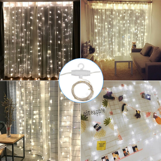 3x3M Waterproof USB 300LED Window Curtain String Light 8 Modes Outdoor Fairy Lamp Home Decor with Hook 3x3M Waterproof USB 300LED Window Curtain String Light 8 Modes Outdoor Fairy Lamp Home Decor with Hook