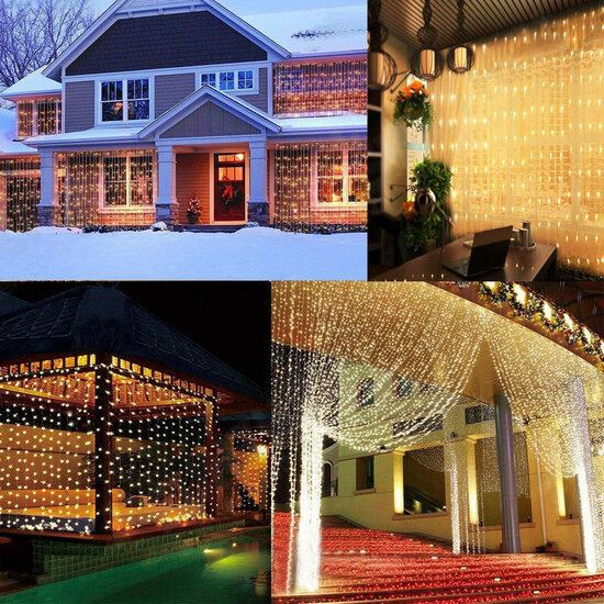 3x3M Waterproof USB 300LED Window Curtain String Light 8 Modes Outdoor Fairy Lamp Home Decor with Hook 3x3M Waterproof USB 300LED Window Curtain String Light 8 Modes Outdoor Fairy Lamp Home Decor with Hook