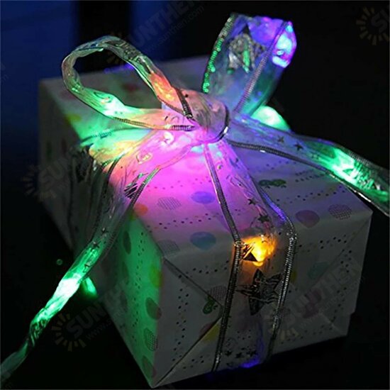 4M 40LED Fairy String Lights Gold Silver Bowknot Ribbon LED Christmas Tree Light Home Party Decorations Wedding Birthday Xmas Gifts