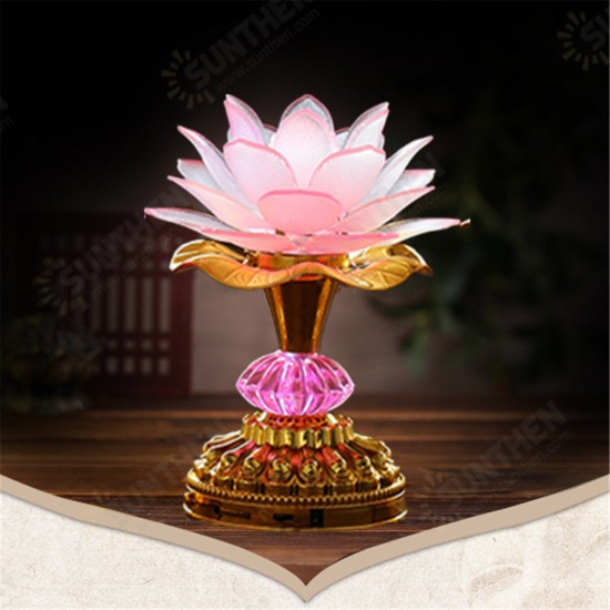 53 Buddhism Song 7 Color Changing Lotus LED Night Light Music Holiday Lamp Decoration