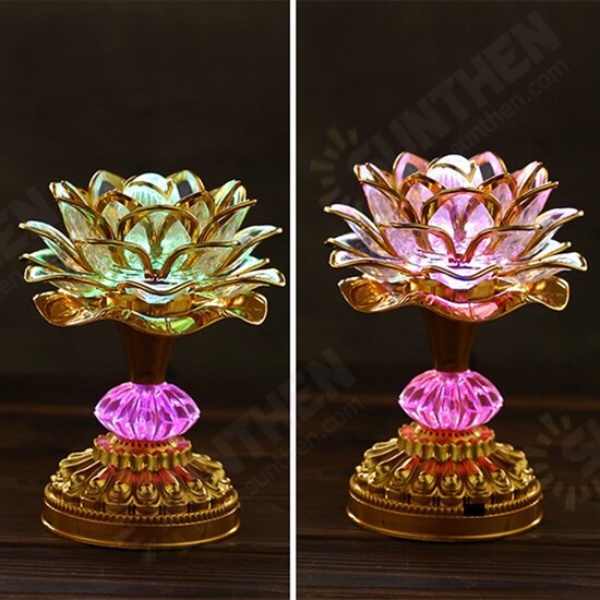 53 Buddhism Song 7 Color Changing Lotus LED Night Light Music Holiday Lamp Decoration