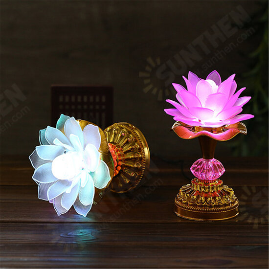 53 Buddhism Song 7 Color Changing Lotus LED Night Light Music Holiday Lamp Decoration