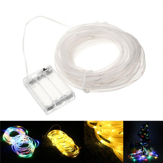 5M 50LED Battery Powered Rope Tube String Light Outdoor Christmas Garden Holiday Home Party Lamp