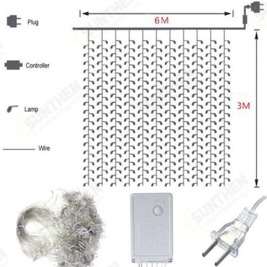 6x3M Outdoor Xmas Tree String Fairy Wedding Curtain Light Party Lamp 220V 6x3M Outdoor Xmas Tree String Fairy Wedding Curtain Light Party Lamp 220V