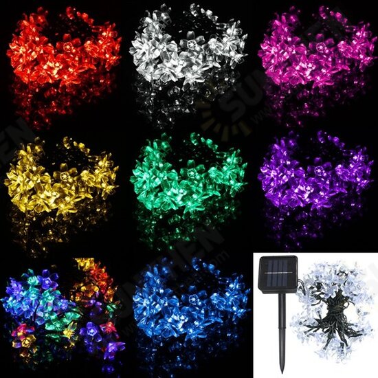 7M 50 LED Solar Christmas String Light Blossom Flower Fairy Lamps Outdoor Christmas Decorations Clearance Christmas Lights