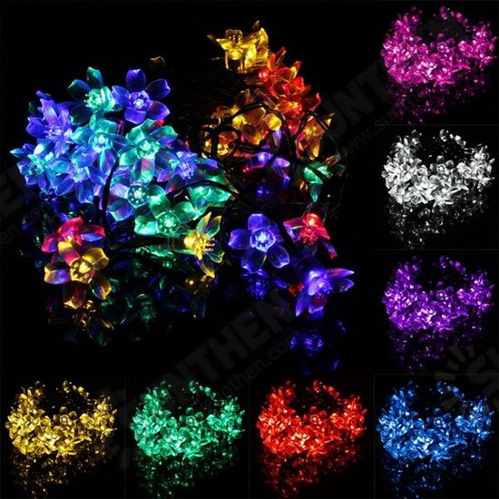 7M 50 LED Solar Christmas String Light Blossom Flower Fairy Lamps Outdoor Christmas Decorations Clearance Christmas Lights